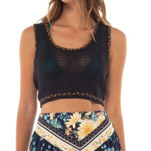 Agua Bendita Womens  Brit Jardim Top, navy size L NWT